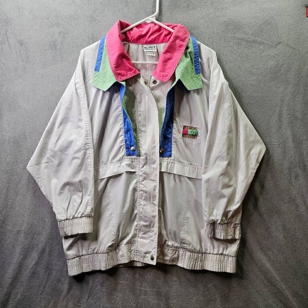 Vintage Koret Francisca Jacket Womens Sz Medium White Zip Up Retro Windbreaker